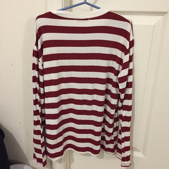 Mixxmix Korea red & white striped long sleeve tee - Picture 7 of 8